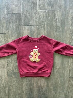 Cat & Jack Boys Sweatshirt 5T Burgundy Gingerbread Christmas Holiday